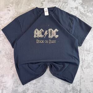 AC/DC Rock or Bust 2015 Band Tee Black Graphic T Shirt XL Music Tour Style